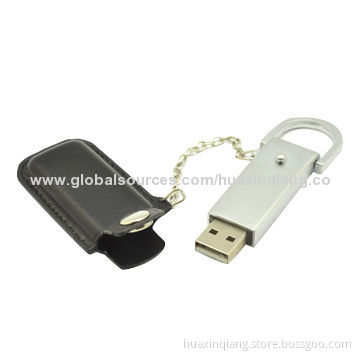 USB Flash Drive, Made of Leather Material, 128MB to 64GB Capacity, 5-year Warranty
